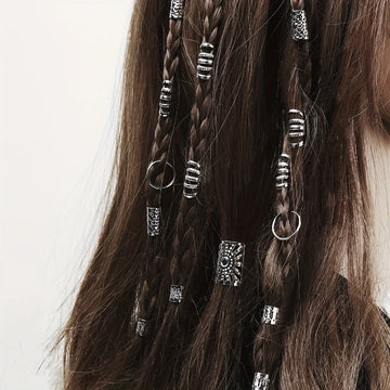 DAIIIBABYYY  -  85Pcs Hollow Out Hair Ring Dreadlocks Beads Hair Braid Rings Clips Dread Locks Hair Braiding Metal Cuffs Decoration/accessories